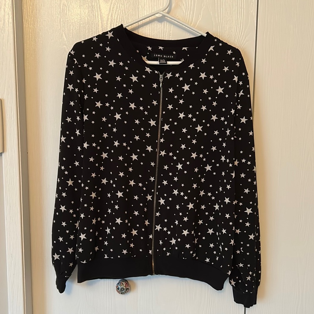Black and white star bomber style jacket